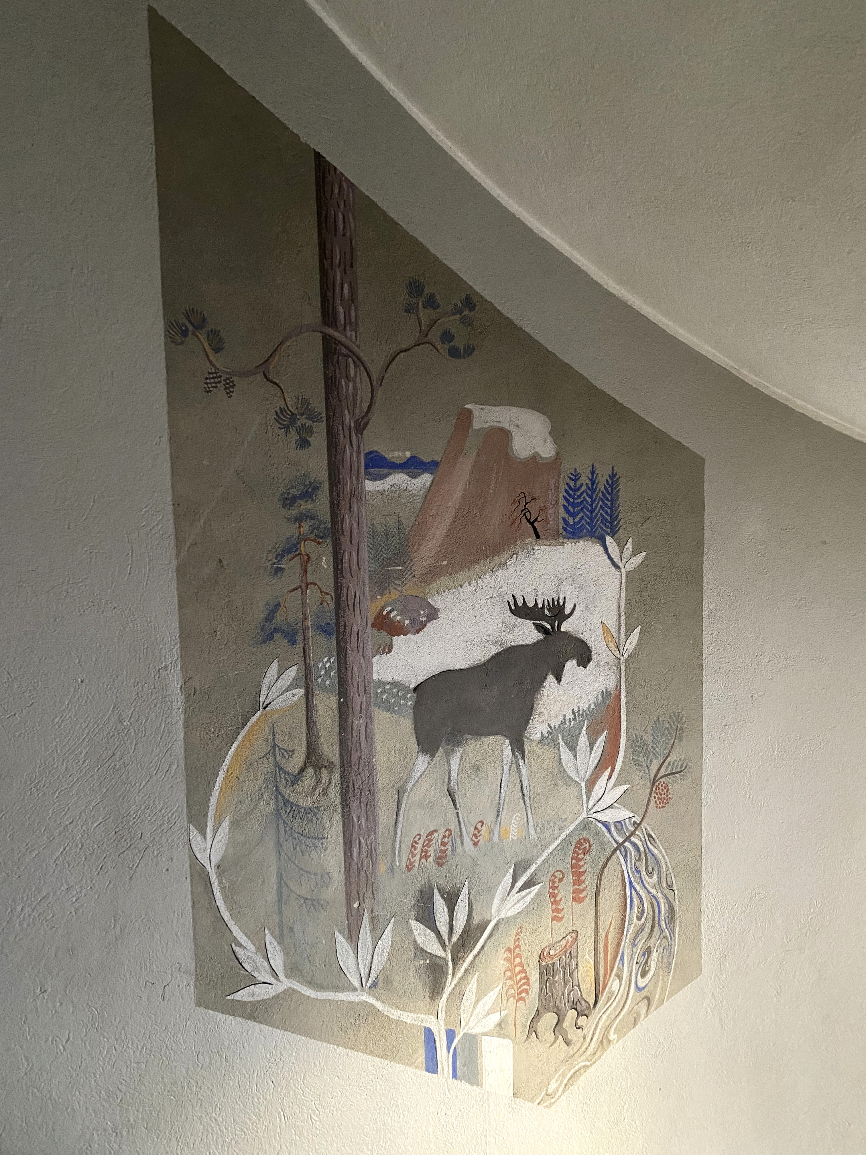 Väggmålning i trapphuset, Hunnebergsvägen 13
